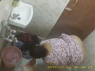 BBW Mature Indian Milf Rina Washing Adjacent to Bathroom